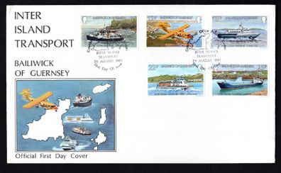 1982 Guernsey Inter Island Transport Commemorative Stamps Addressed First Day Cover (FDC)