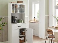 main image for ad Tall Kitchen Storage Cabinet with Drawer and Upper Glass Doors white