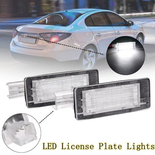 2Pcs For Renault Espace Scenic Laguna Fluence Captur Modus For Dacia Duster Lodgy Logan White LED License Number Plate Light