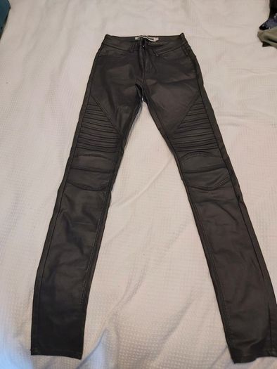 leather effect biker trousers