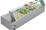 Buffet Food Warmer Stainless Steel 4 Pans with Glass Shield Commercial Countertop Bain Marie 220v