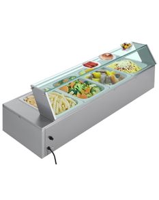 Buffet Food Warmer Stainless Steel 4 Pans with Glass Shield Commercial Countertop Bain Marie 220v