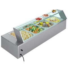 Buffet Food Warmer Stainless Steel 4 Pans with Glass Shield Commercial Countertop Bain Marie 220v