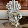 Antique Silver Colour Art Deco Style Retro Decor Scallop Shell Candle Sconce 1920s Image 5