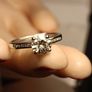 White Gold Moissanite Solitaire Ring with Accents Image 3