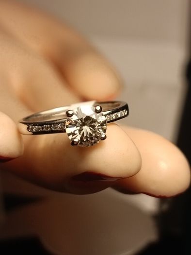White Gold Moissanite Solitaire Ring with Accents