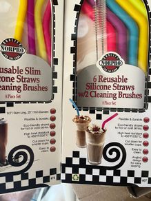 Reusable Silicone Straws & Cleaning Brushes