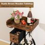 Wine Rack Freestanding Floor,Wine Storage 15 Bottles Bottle Rack with Glass Holders, Mini Bar Wine Cabinet with Storage Drawer for Home Bar Kitchen Dining Room,Rustic Brown, Image 4