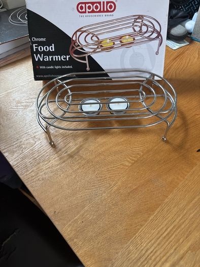 Chrome Food warmer with candles