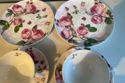 Dora Papis  vintage pink roses fine china trio very pretty
