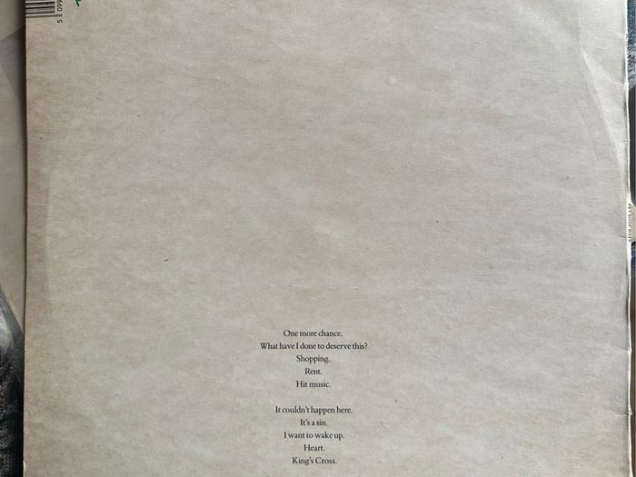 Pet Shop Boys. Original release of Actually in vg+ condition