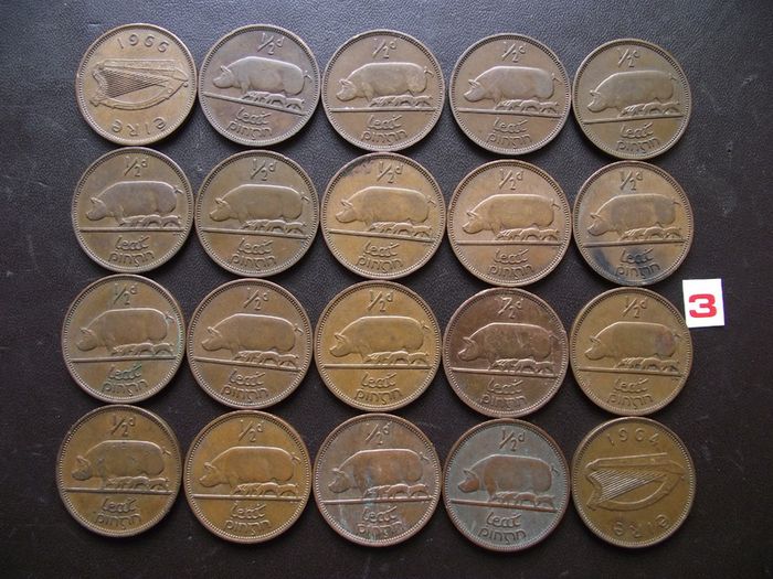 20 Irish half pennies (1953-1967)