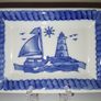 SALE! Blue / White Trinket Dish with Boat and Lighthouse Image 3