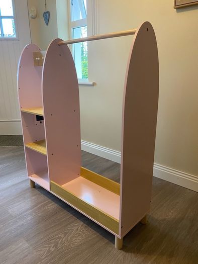 wooden dress up rack with lights