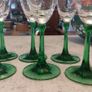 Fabulous Set of Six Mid Century Champagne Flutes with Green Stems - Perfect for Celebrating St. Patrick's Day or Any Other Special Occasion! Image 6