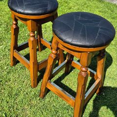 Pair of Immaculate Commercial-Grade Beechwood Bar Stools