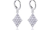 Platinum Plated Clear CZ Dangle Earrings