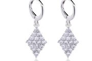 Platinum Plated Clear CZ Dangle Earrings