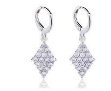 Platinum Plated Clear CZ Dangle Earrings