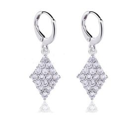 Platinum Plated Clear CZ Dangle Earrings