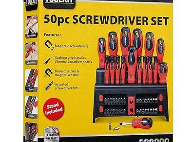 TOOLKIT 50pcs Screwdriver Set in Case | Magnetic Screwdrivers Sets | Crossheads Slot-Heads and Precision | Magnetised Chrome Vanadium Shafts | Multi-bit