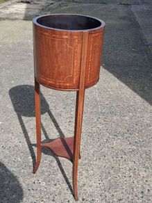 Sheraton Revival Mahogany Jardinere With Satinwood Inlay