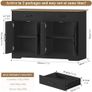 Sideboard, 120 cm Wide Kitchen Cabinet with Worktops, Kitchen Buffet Storage Cabinet with 2 Drawers and 4 Doors, Living Room, Kitchen, Hallway, Black & Brown Image 2