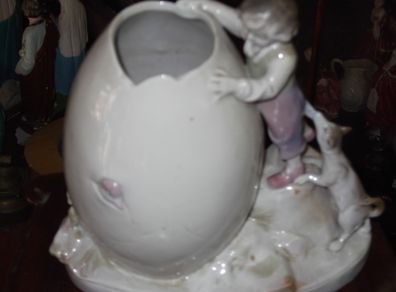 vintage porcelain figurine of a boy with a dog
