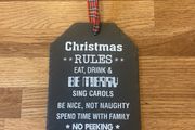 Black Slate Christmas Rules Hanging Decoration