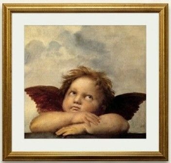 Large Pair of Framed Raphael Cherub Prints (67cm x 67cm) Glass Front
