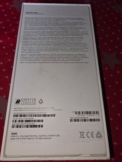 Empty box for iPhone 15 Pro Max