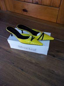 Silver leaf slip on shoe