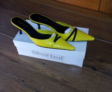 Silver leaf slip on shoe