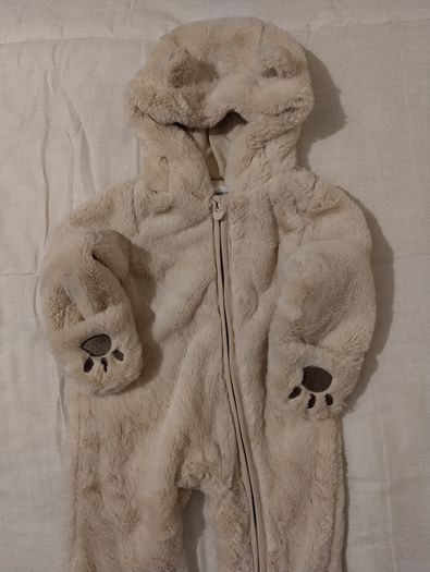fluffy Cosy Hooded pramsuit all in one