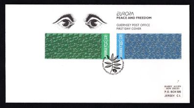 1995 Guernsey Europa Peace & Freedom Commemorative Stamps Official First Day Cover (FDC)