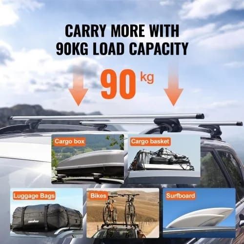 Roof Rack Crossbar 135.1 cm Length for Vehicle w/ Raised Side Rail