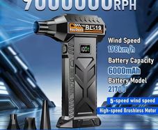New Powerful Turbo Fan,built-in 6000mAh High-performance Battery, 9000000RPH, 5 Gears, 3pcs of Air Blowing Nozzles, Durable Black ABS Material, Suitable for Home, Office, Car, Courtyard, Blowing Leaves, Clearing Snow, and Dust Removal!