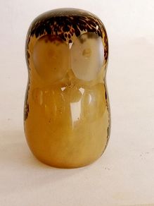 Vintage Wedgewood Hand Blow Glass Owl Paperweight. Signed.