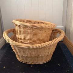 Matching Wicker Laundry Baskets x 3