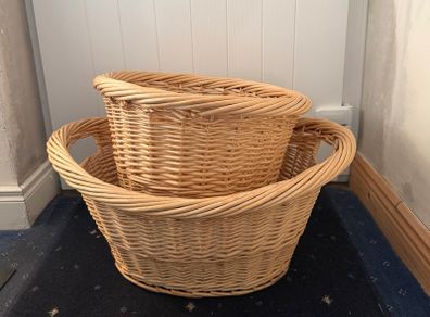Matching Wicker Laundry Baskets x 3