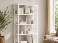 main image for ad Modern 5 Tier Bookcase White or Vintage Brown Book Shelf Display Storage Unit with Metal Frame