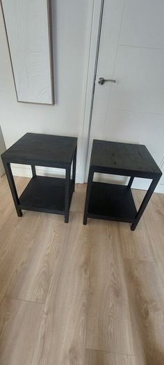 2x Black Side Tables / Bedside Lockers