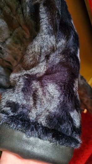 creenstone navy and brown long faux fur