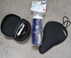 NEW cycling accessories: gel seat sun glasses water bottle