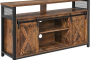 TV cabinet, TV table with 2 sliding doors, TV shelf for TVs up to 60 inches, TV cabinet with adjustable shelves, industrial design, vintage brown-black