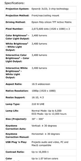 Epson Home Cinema 1080 Projector