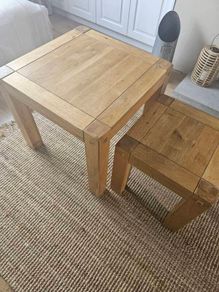 nest of tables solid oak