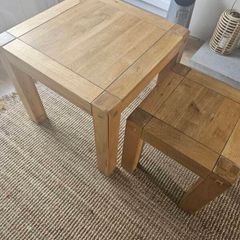 nest of tables solid oak