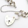 Signed Chunky Curb Chain Heart Padlock 925 Silver Bracelet Image 6