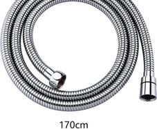 Shower Hose 1.7m, Ibergrif Stainless Steel Shower Pipe Anti Twist, Anti-Kink, Leakproof Universal Standard Fit G1/2 Replacement Hose with Brass Connectors and Washers, Chrome -Silver